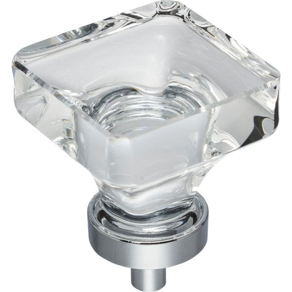 Jeffrey Alexander 1-3/8" Overall Length Polished Chrome Square Glass Harlow Cabinet Knob G140L-PC - main